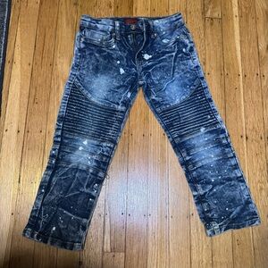 Truth Substance Kids 5 Acid Wash Moto Distressed Paint Splatter Jeans 98% Cotton